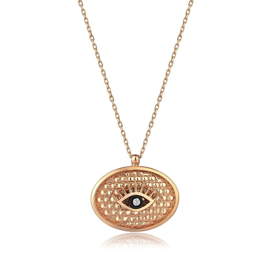 Rose Gold Evil Eye Necklace Horizontal