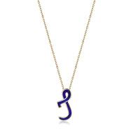 Dark Navy 14K Gold Initial Necklace (J)