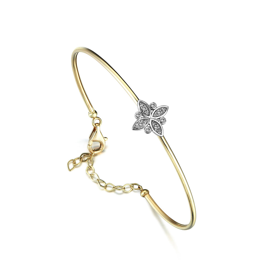 Aurora Diamond 14K Gold Bangle